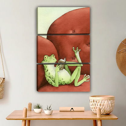 Frog Reading Book on Couch Wall Art Print|Liberty Signs #L649