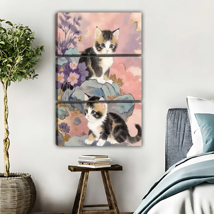Watercolor Kittens Wall Art - Floral Nursery Decor|Liberty Signs #L372