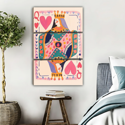 Queen of Hearts Playing Card Art Print | Colorful Modern Wall Decor|Liberty Signs #L422