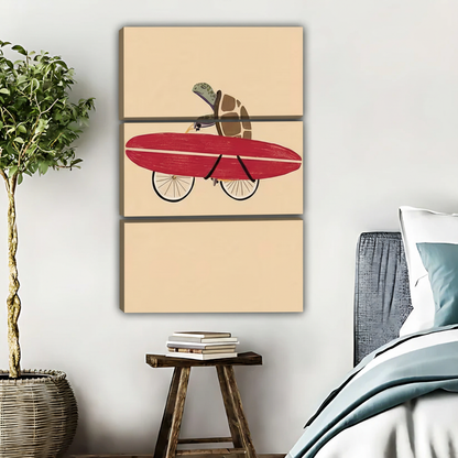 Surfing Turtle Art Print - Whimsical Beach Wall Decor for Kids|Liberty Signs #L618