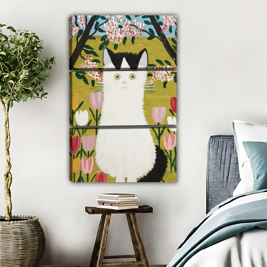 Vintage Garden Cat Art Print for Cozy Decor|Liberty Signs #L608