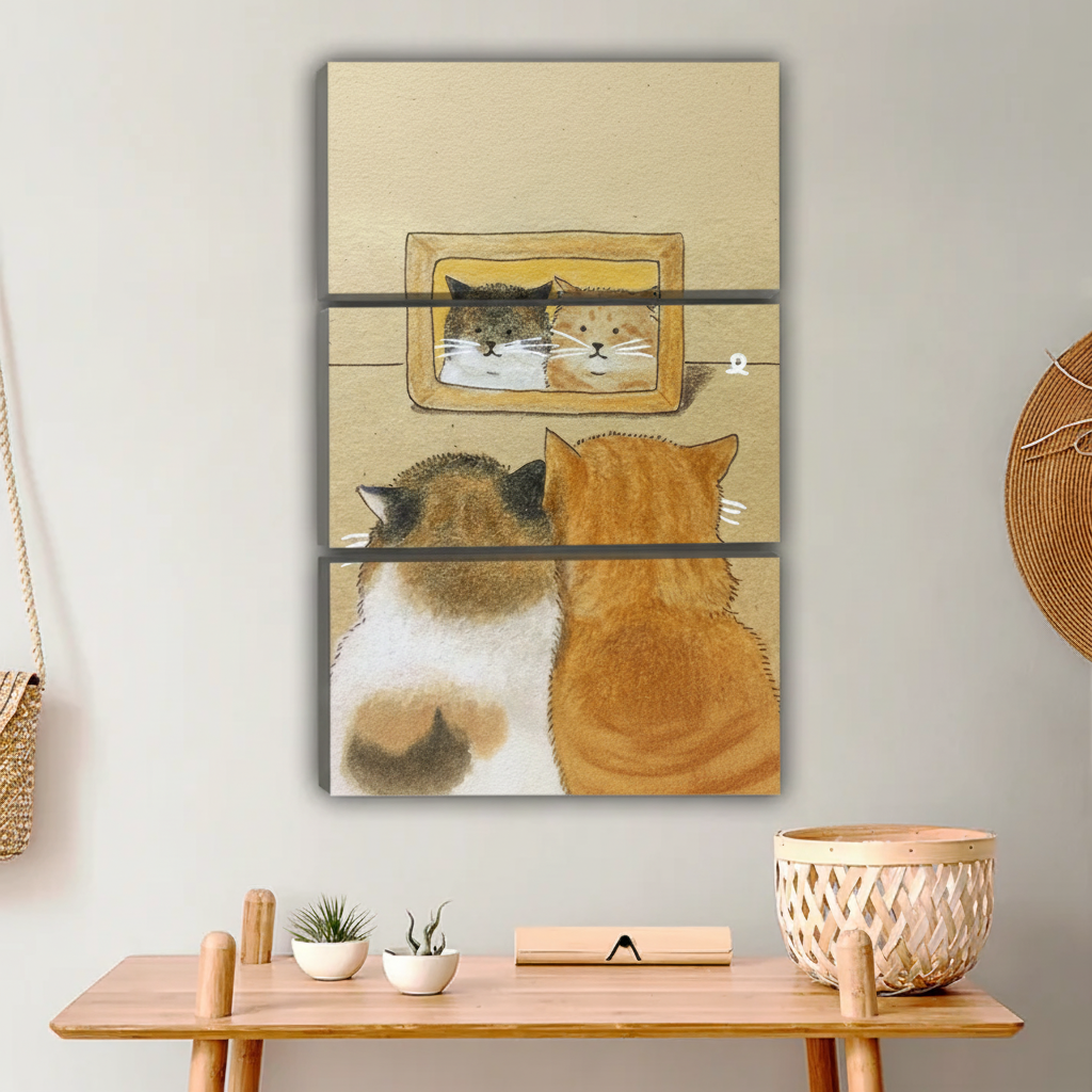 Two Cats Looking at Photo Wall Art - Heartwarming Pet Canvas Print|Liberty Signs #L643