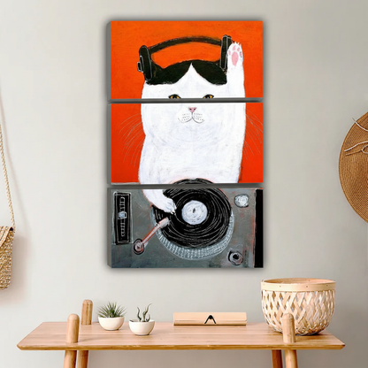 Artist Cat Wall Art - Whimsical Cat Painting Self Portrait Canvas|Liberty Signs #L633