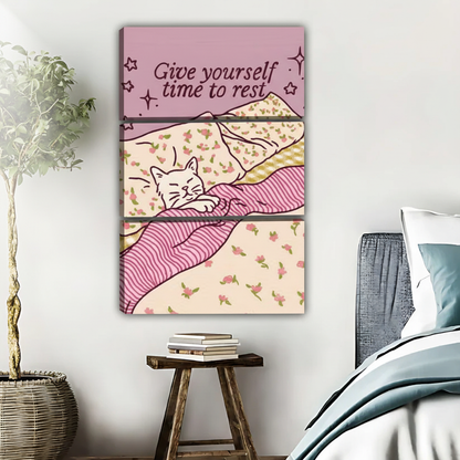 Give Yourself Time to Rest Cat Art Print - Self Care Wall Decor|Liberty Signs #L434