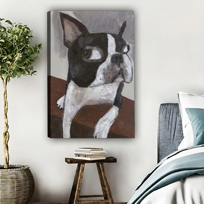 Boston Terrier Dog Portrait Wall Art - Modern Pet Painting Print|Liberty Signs #L526