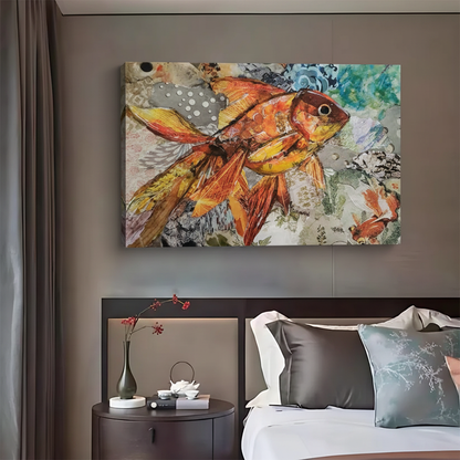 Abstract Goldfish Watercolor Art Print - Colorful Koi Fish Wall Decor|Liberty Signs #L410