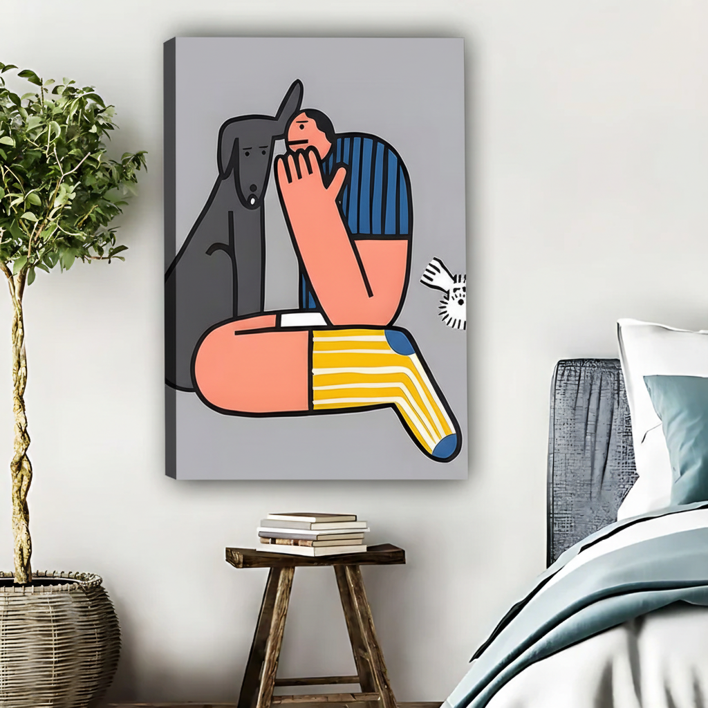 Dog Hug Wall Art - Modern Pet Love Canvas Print|Liberty Signs #L538