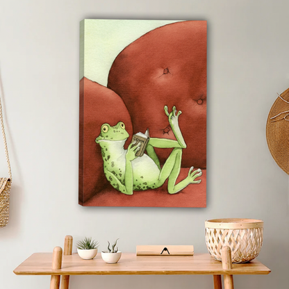 Frog Reading Book on Couch Wall Art Print|Liberty Signs #L649