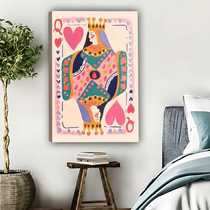 Queen of Hearts Playing Card Art Print | Colorful Modern Wall Decor|Liberty Signs #L422