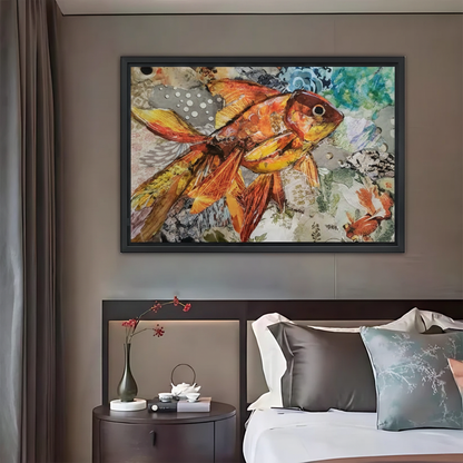 Abstract Goldfish Watercolor Art Print - Colorful Koi Fish Wall Decor|Liberty Signs #L410