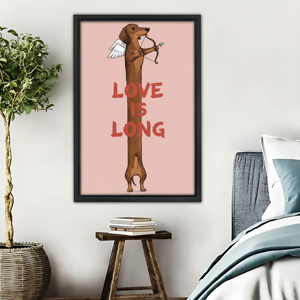 Dachshund Cupid Wall Art - Love is Long Dog Print|Liberty Signs #L460