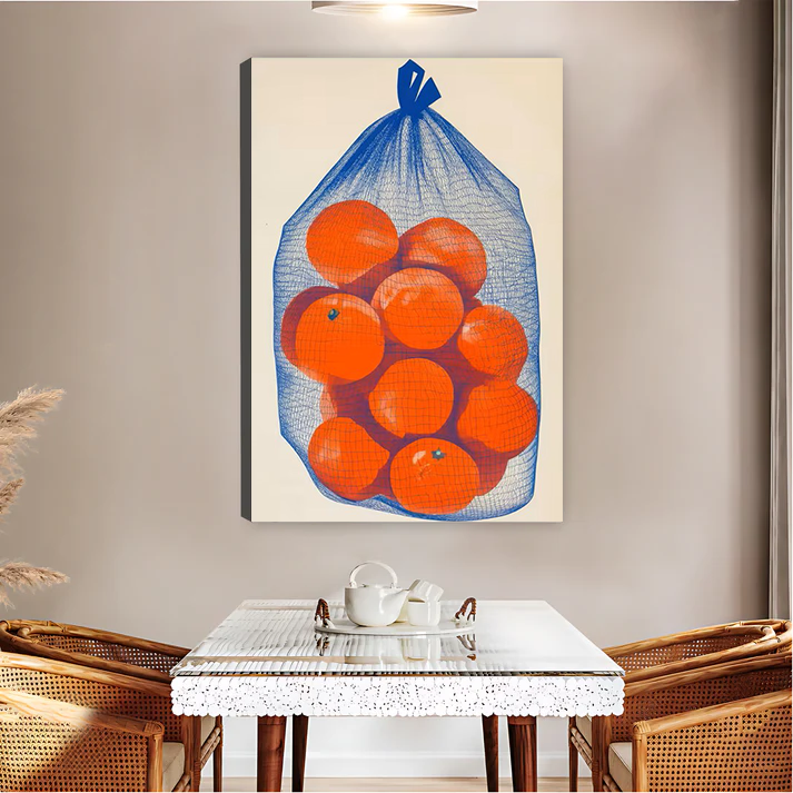 Bag of Oranges Print — Retro Fruit Kitchen Wall Art| Liberty Signs#L954