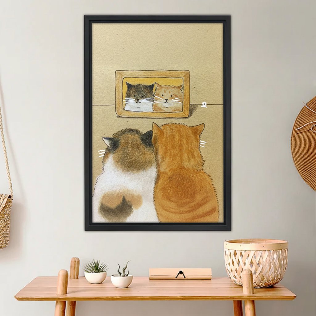 Two Cats Looking at Photo Wall Art - Heartwarming Pet Canvas Print|Liberty Signs #L643
