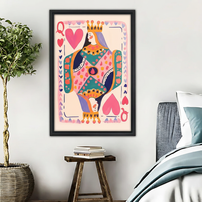 Queen of Hearts Playing Card Art Print | Colorful Modern Wall Decor|Liberty Signs #L422