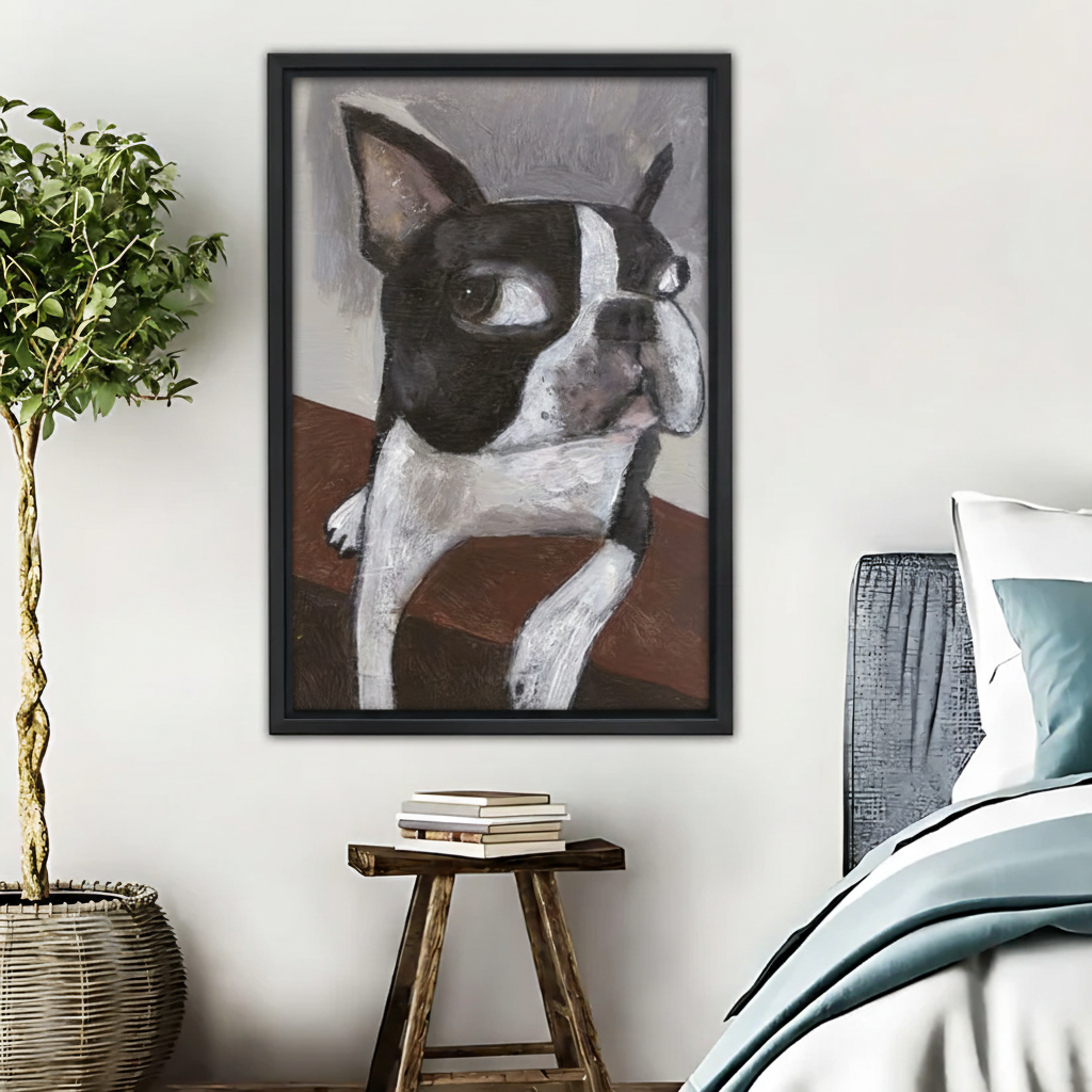 Boston Terrier Dog Portrait Wall Art - Modern Pet Painting Print|Liberty Signs #L526