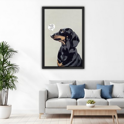 Funny Dachshund Dog Sassy Quote Framed Canvas Wall Art l2643