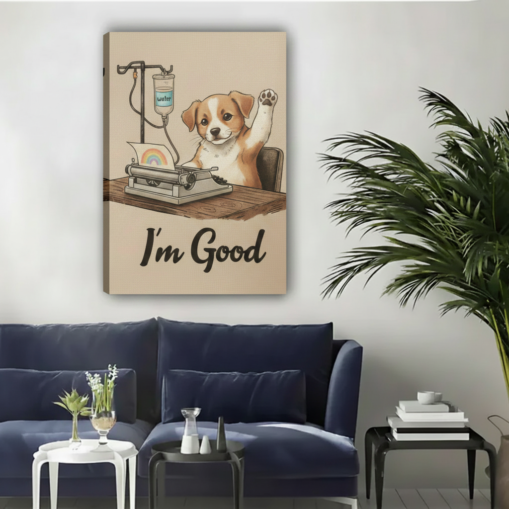 Funny Dog "I'm Good" Vintage Humor Wall Art Print l2022