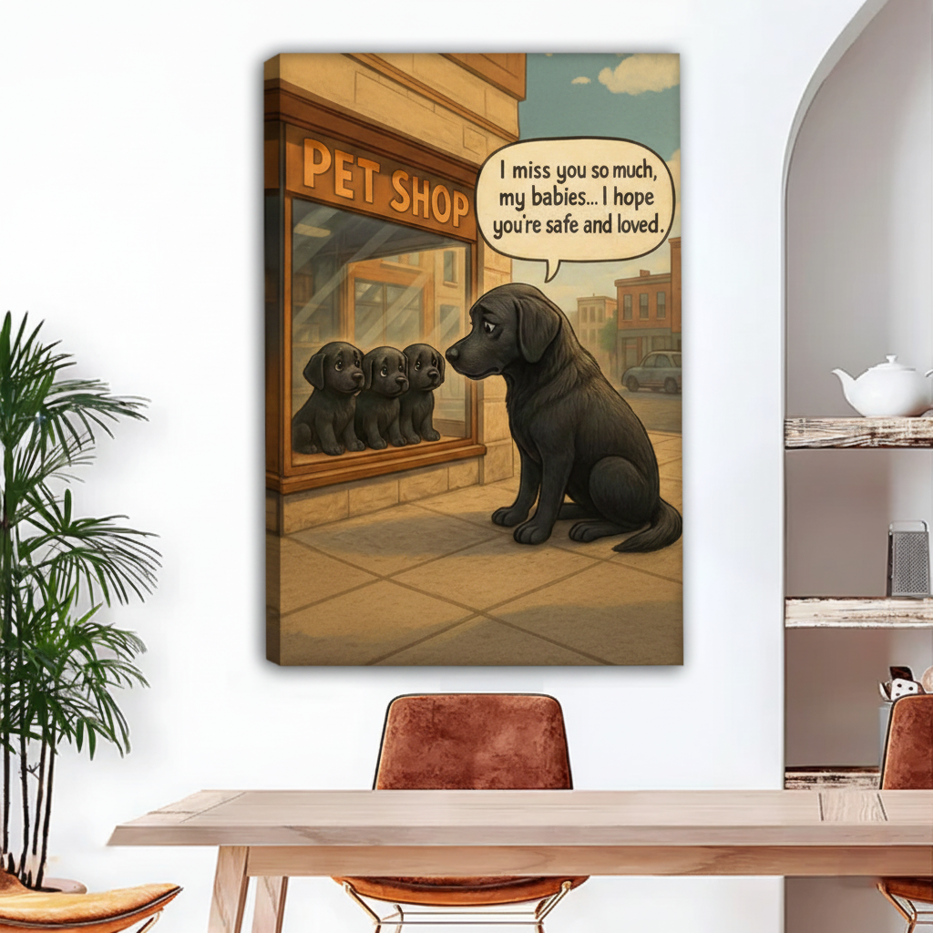 Emotional Lab mom I miss you pet shop canvas wall art, gallery wrap, above dining table
