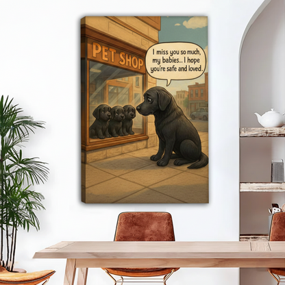 Emotional Lab mom I miss you pet shop canvas wall art, gallery wrap, above dining table