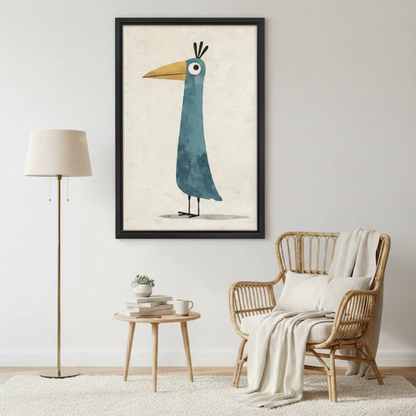Blue Heron Bird Wall Art – Minimalist Framed Canvas Print|Liberty Signs#L1750