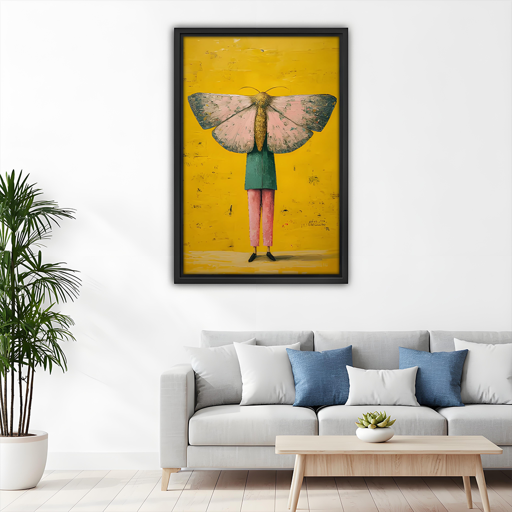Surreal Moth-Headed Figure Canvas Wall Art | Framed & Unframed l3408