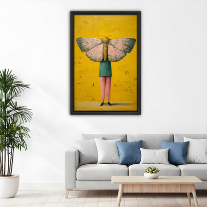 Surreal Moth-Headed Figure Canvas Wall Art | Framed & Unframed l3408