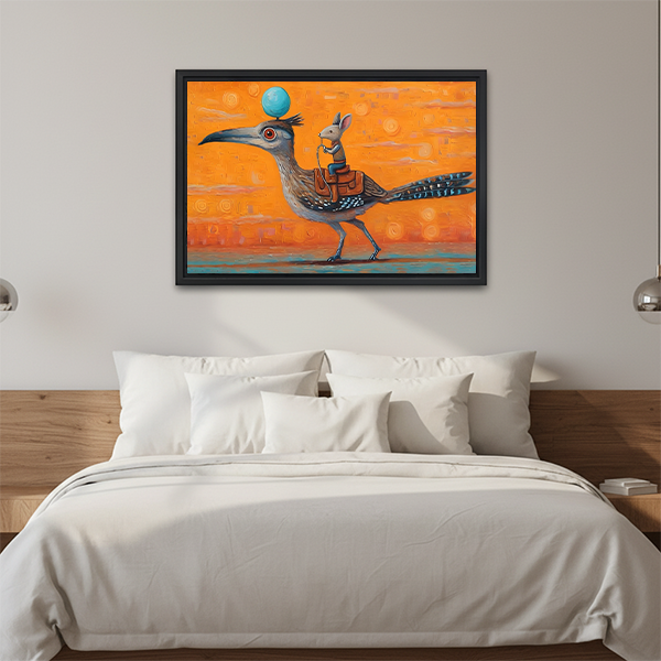 Surreal Roadrunner Rabbit Rider Whimsical Wall Art Print l2937