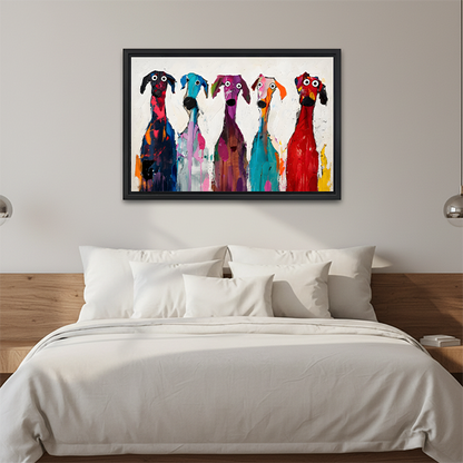 Bold Greyhound Abstract Splatter Framed Art Print Bedroom Wall Decor above Bed