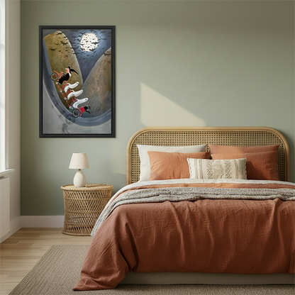 Halloween Moonlit Canyon Witch Ghost Art Print Bedroom Wall Decor