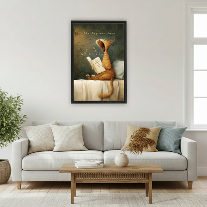 Funny Cat Reading Wall Art – Whimsical Bedroom Poster l2013