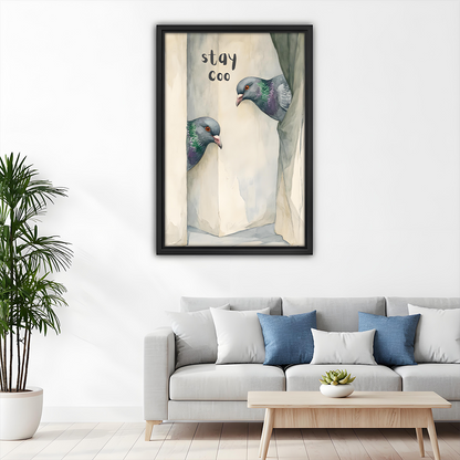 Stay Coo Funny Pigeon Framed Wall Art Print l2991