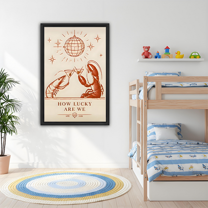 Vintage Lobster & Shrimp Canvas Wall Art | Framed & Unframed l4353