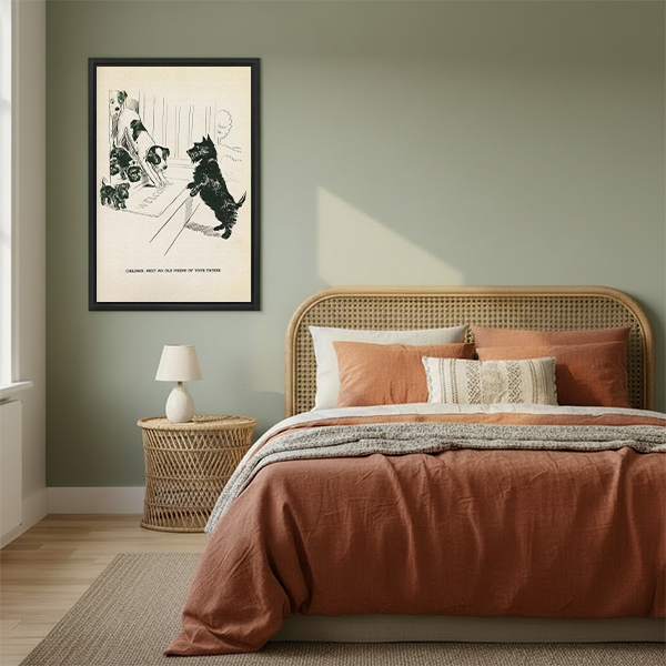 Vintage Dog Family Reunion Retro Framed Wall Art Print l2840