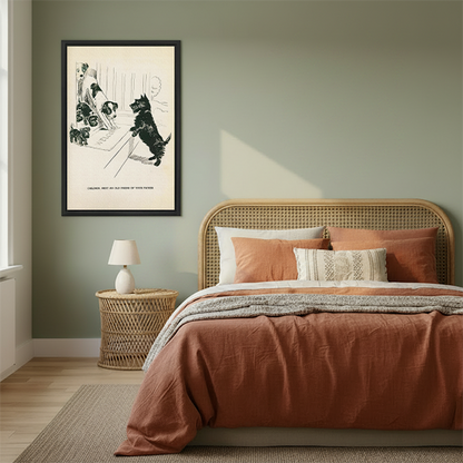 Vintage Dog Family Reunion Retro Framed Wall Art Print l2840