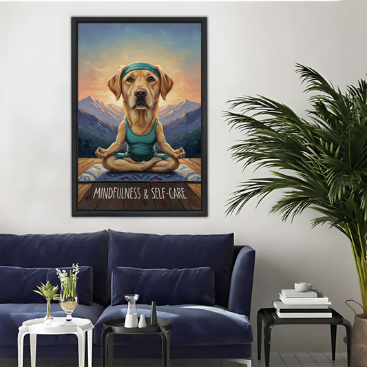 Mindful Dog Canvas Art - Yoga Meditation Home Decor| Liberty Signs #L299