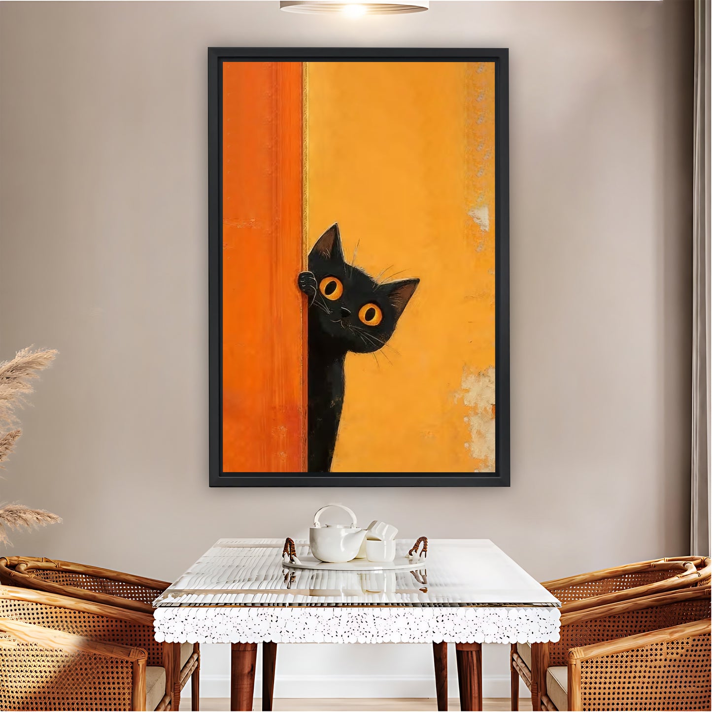 Curious Black Cat Peeking Wall Art Print| Liberty Signs #L1589