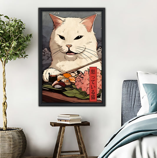 Japanese Style Ramen Cat Art Print | Kawaii Neko Wall Decor|Liberty Signs #L417