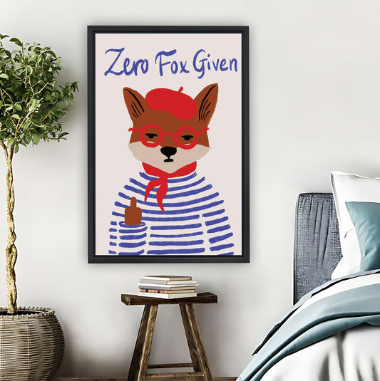 "Zero Fox Given" Funny Fox in Striped Shirt Wall Art|Liberty Signs #L844