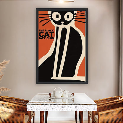 "The Black Cat Jazz Club" Tall Stylized Cat Wall Art Print| Liberty Signs #L1607