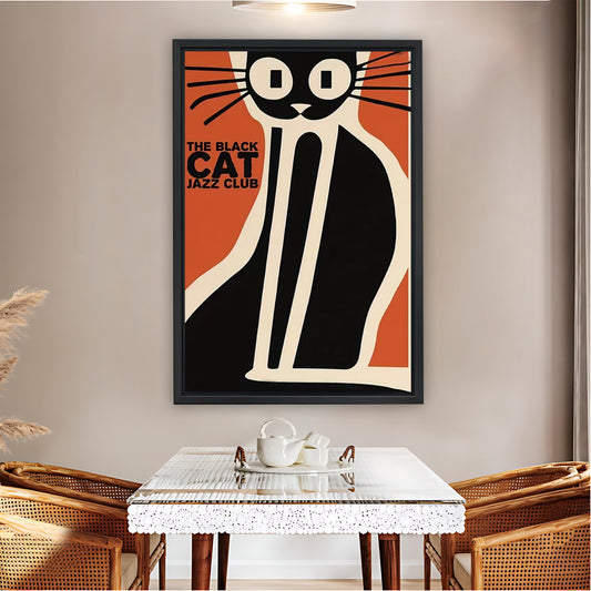"The Black Cat Jazz Club" Tall Stylized Cat Wall Art Print| Liberty Signs #L1607