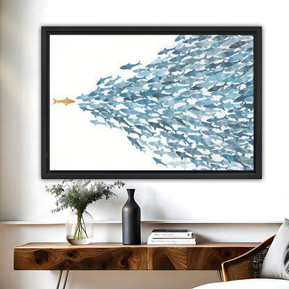 Minimalist School of Fish Arrow Wall Art Print|Liberty Signs #L545