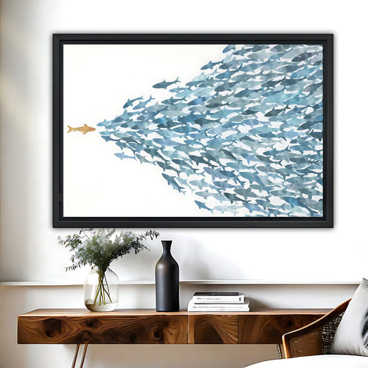 Minimalist School of Fish Arrow Wall Art Print|Liberty Signs #L545
