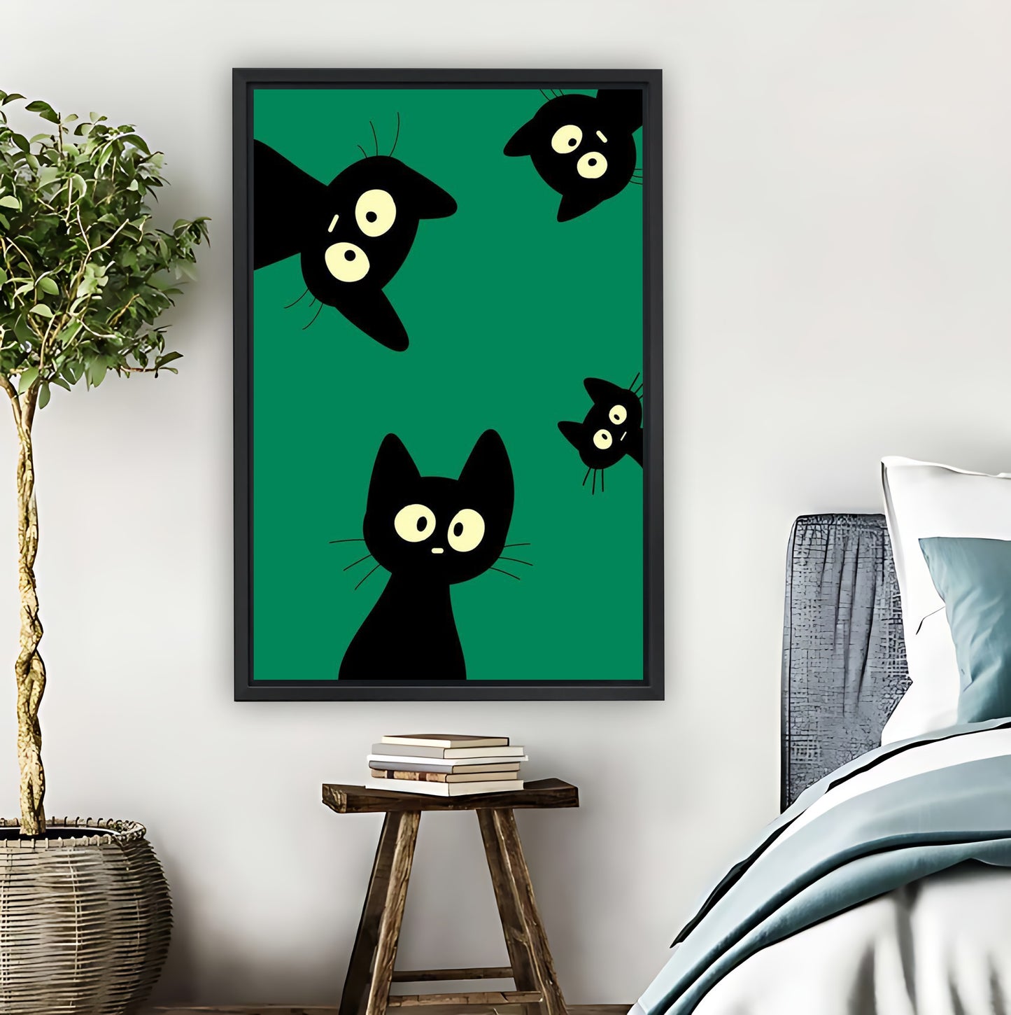 Cute Trio of Black Cats Art Print|Liberty Signs #L807
