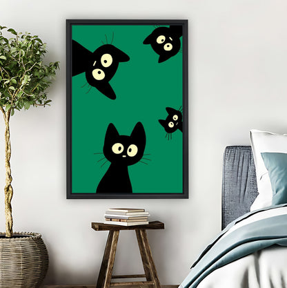 Cute Trio of Black Cats Art Print|Liberty Signs #L807