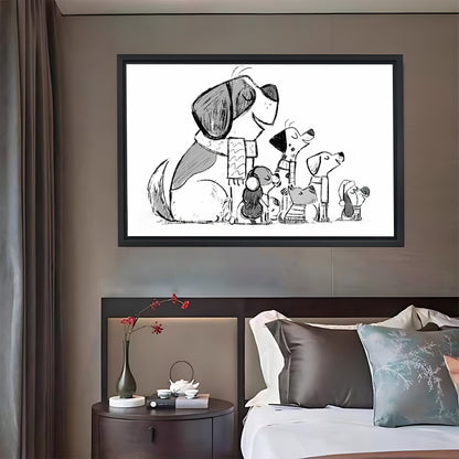 Whimsical Dog Family Line Art Wall Print| Liberty Signs #L1569