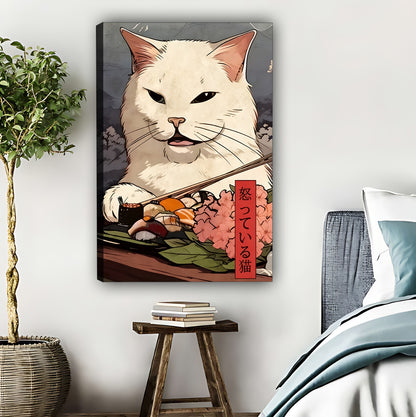Japanese Style Ramen Cat Art Print | Kawaii Neko Wall Decor|Liberty Signs #L417