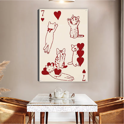 "7 of Hearts" Cat Playing Card Retro Wall Art| Liberty Signs #L1508