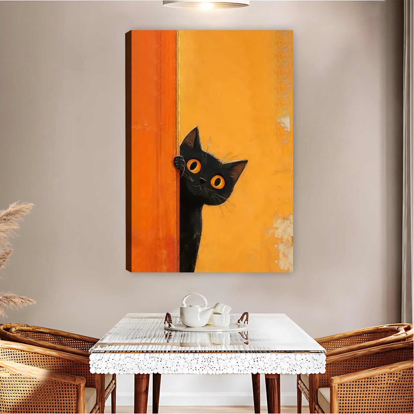 Curious Black Cat Peeking Wall Art Print| Liberty Signs #L1589