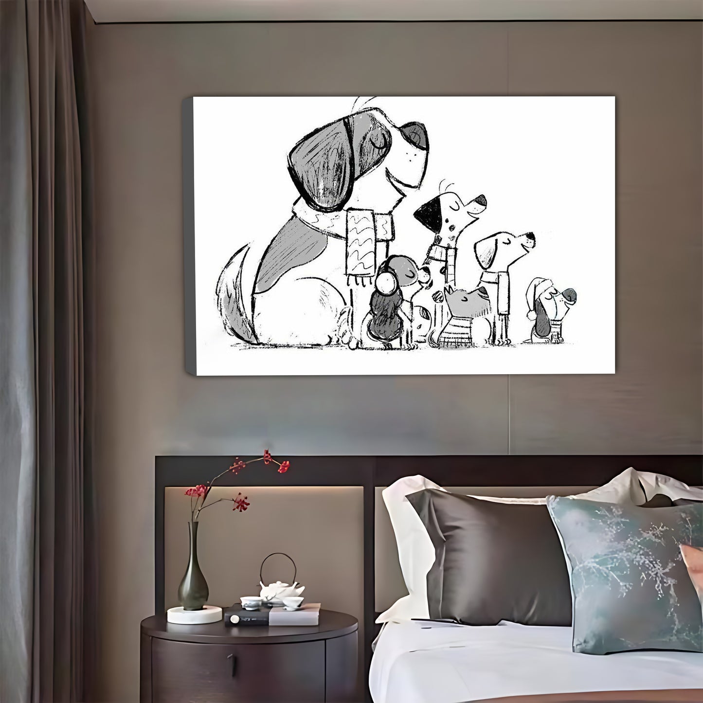 Whimsical Dog Family Line Art Wall Print| Liberty Signs #L1569