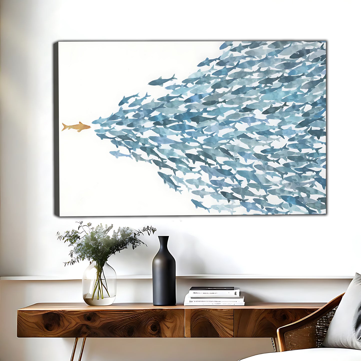 Minimalist School of Fish Arrow Wall Art Print|Liberty Signs #L545